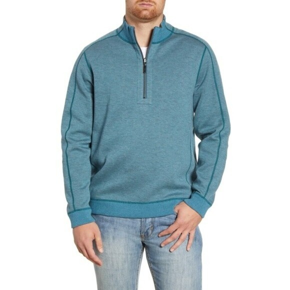 Tommy Bahama Blue Flipsider Reversible Quarter-zip Pullover Size 1XB - Picture 1 of 13